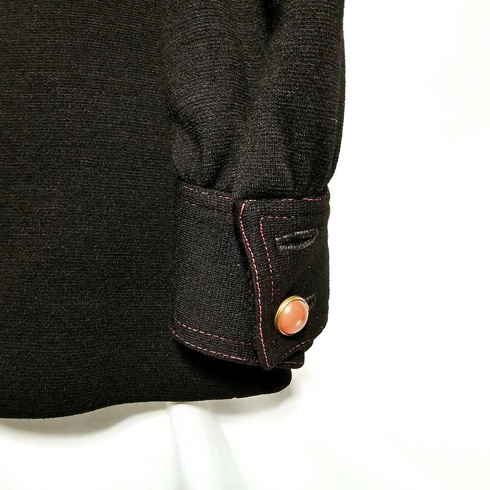 Vintage 70's Womens Western Black Wool Knit Button-up Embroidered Shirt XS - Picture 6 of 10